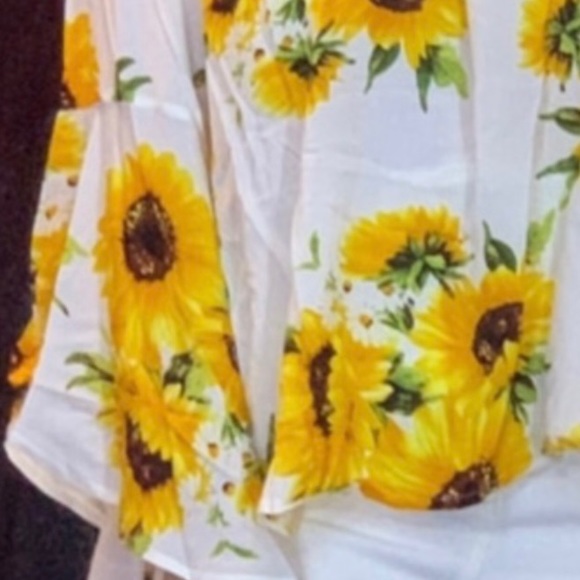 WHITE SUNFLOWER PRINT BOHO BARDOT SWING TOP - Picture 8 of 11